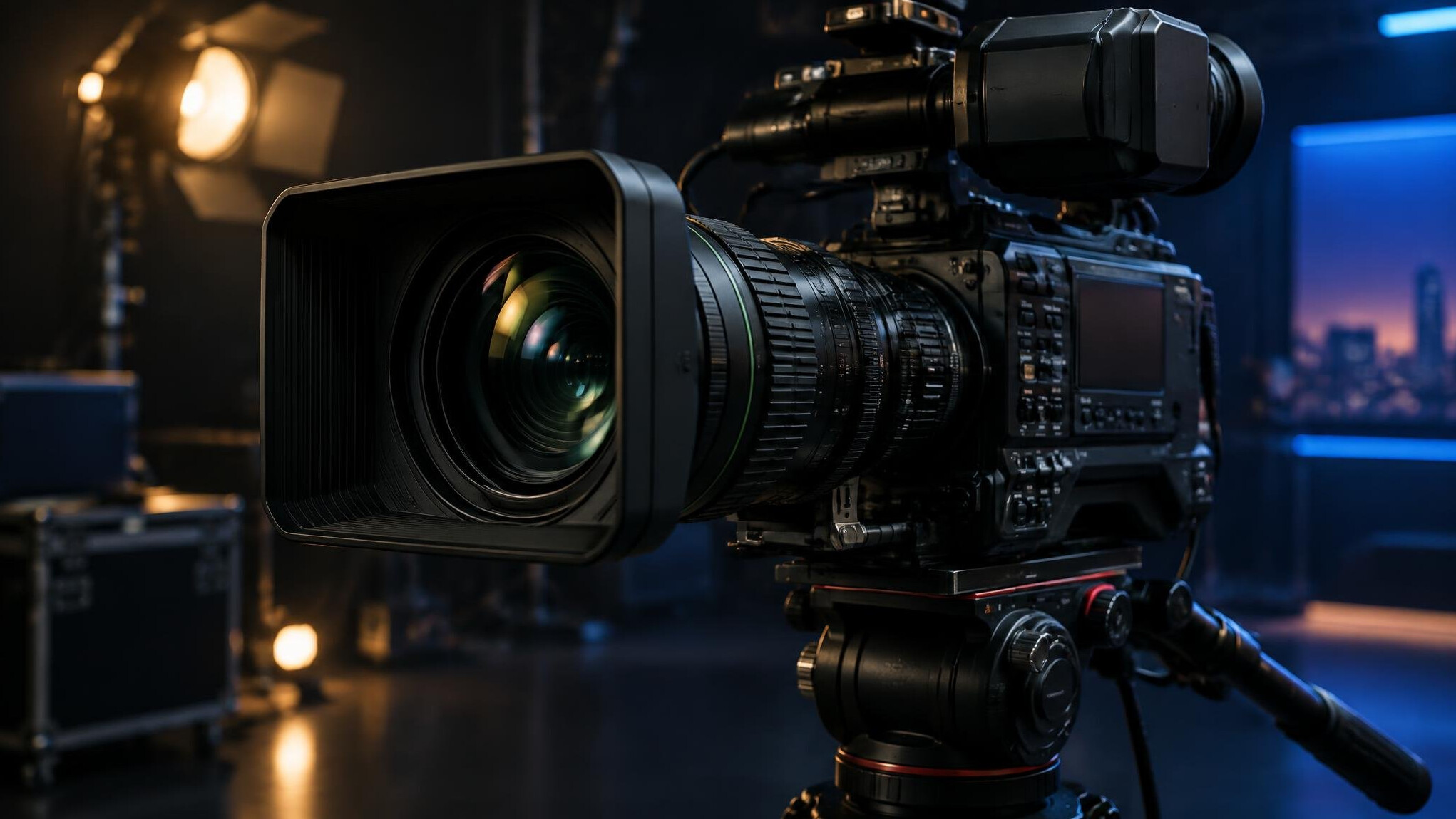 Professional cinema camera on a tripod
