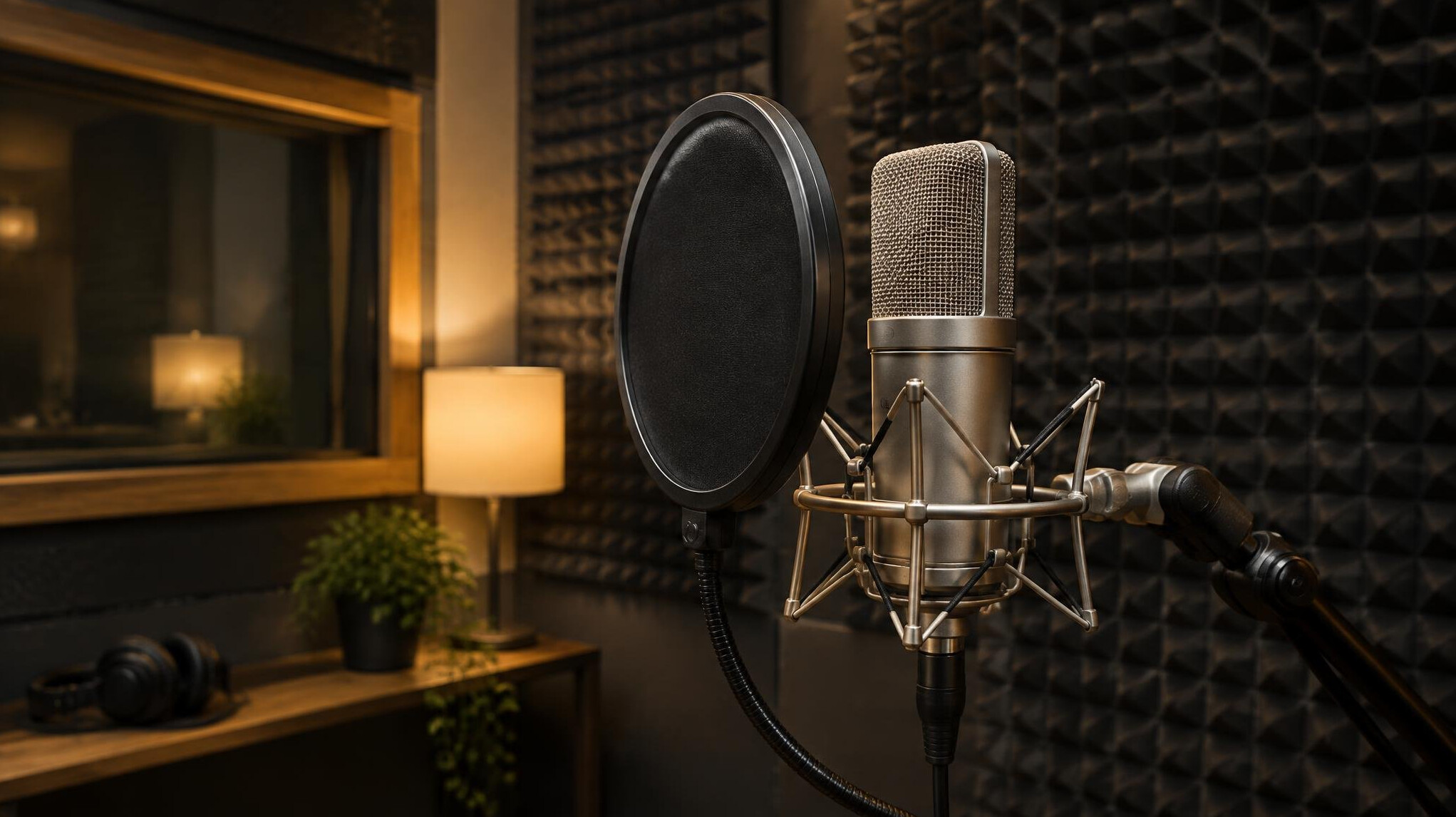 Studio microphone with pop filter