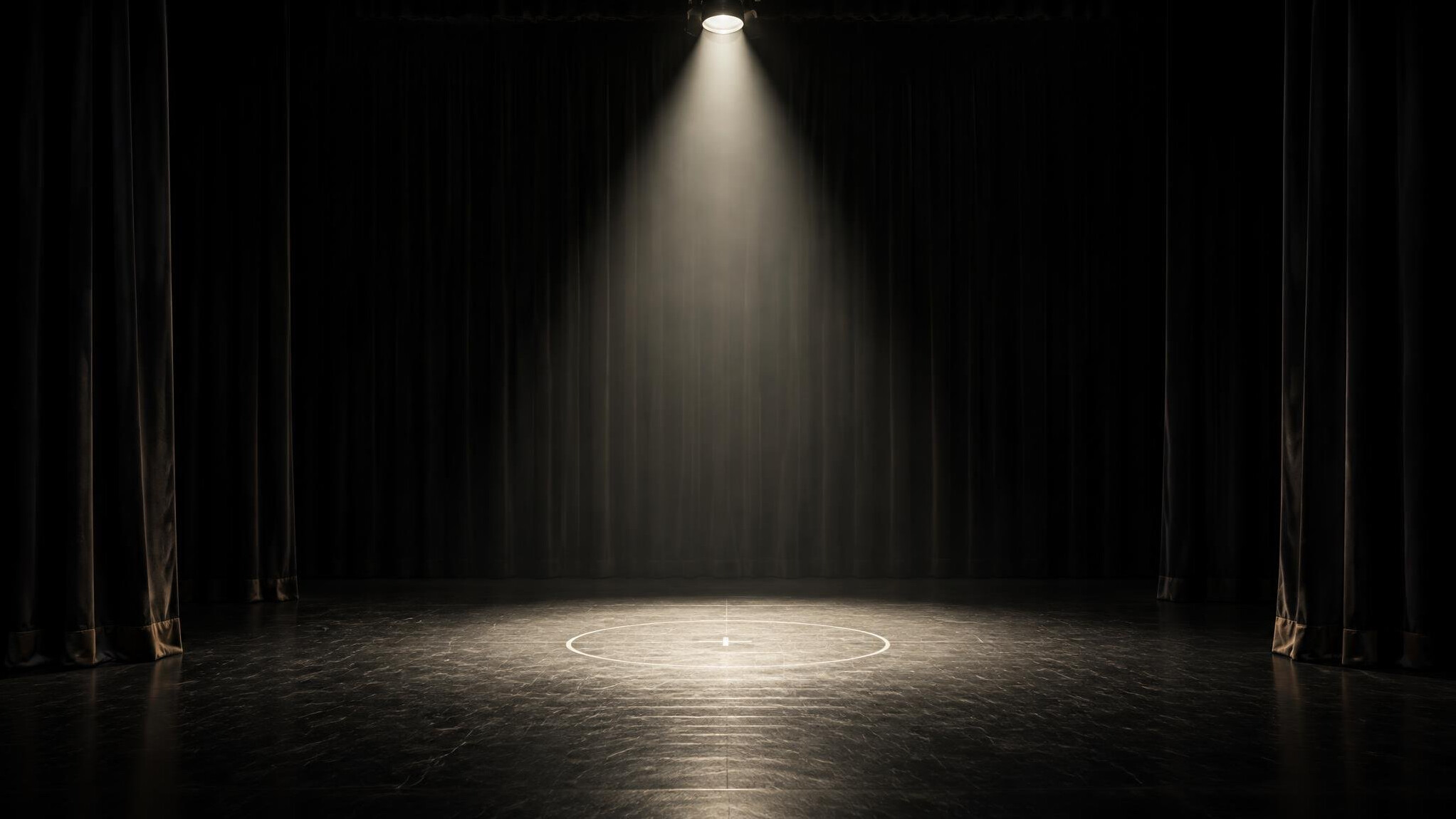 Empty stage with curtains and spotlights