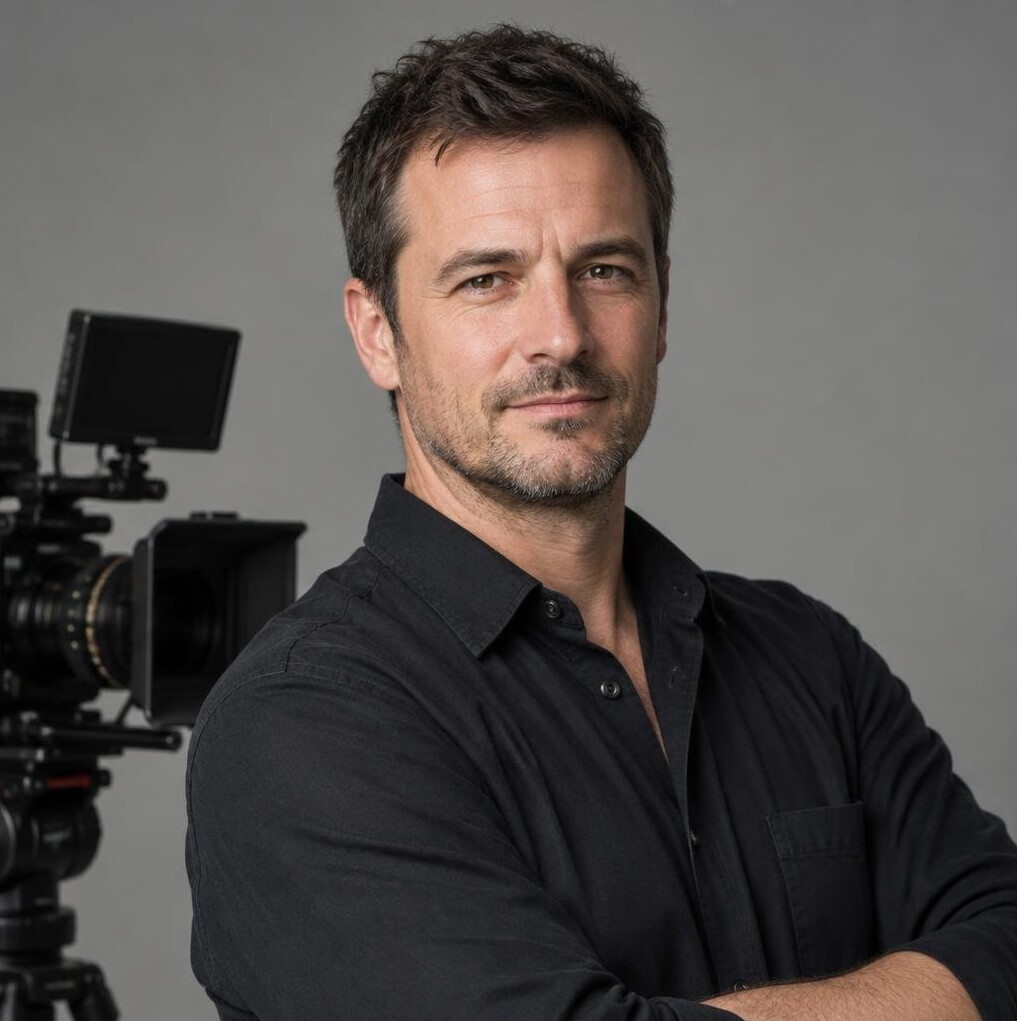 Portrait of a man with short dark hair